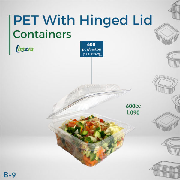 Limera PET Containers With Hinged Lid 600cc