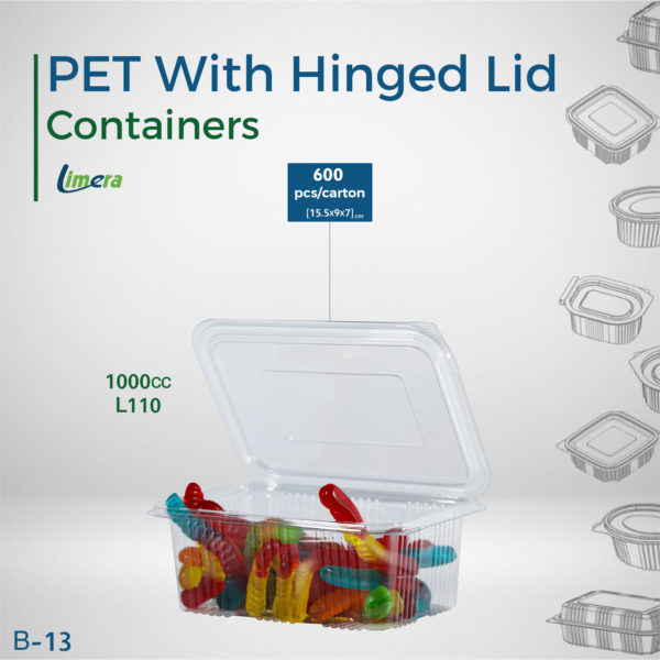 Limera PET Containers With Hinged Lid 1000cc