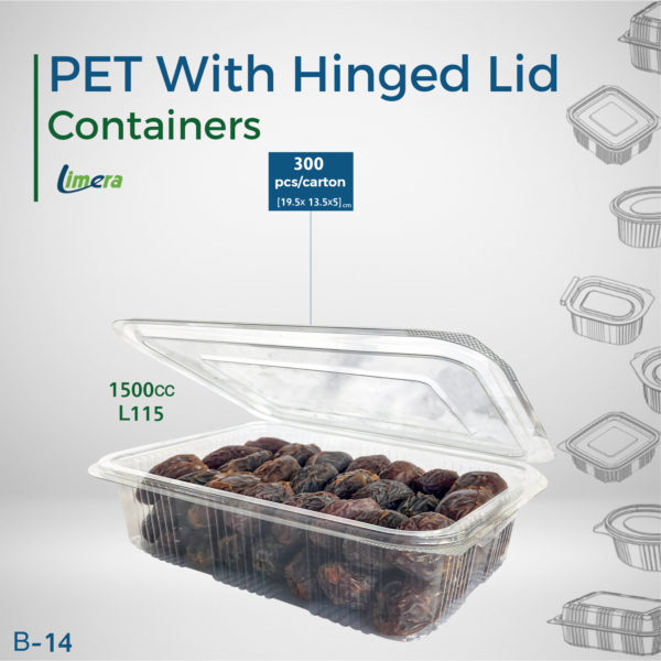 Limera PET Containers With Hinged Lid 1500cc