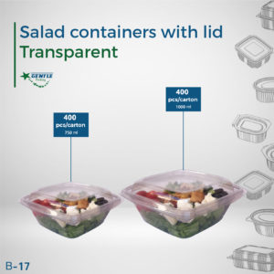 Salad Containers With Hinged Lid Transparent 750 – 1000 ml