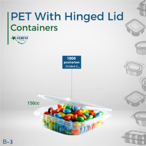 Gentle PET Containers With Hinged Lid 150cc