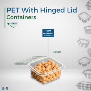 Gentle PET Containers With Hinged Lid 375cc