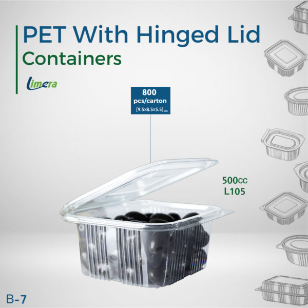 Limera PET Containers With Hinged Lid 500cc