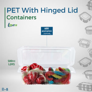 Limera PET Containers With Hinged Lid 500cc