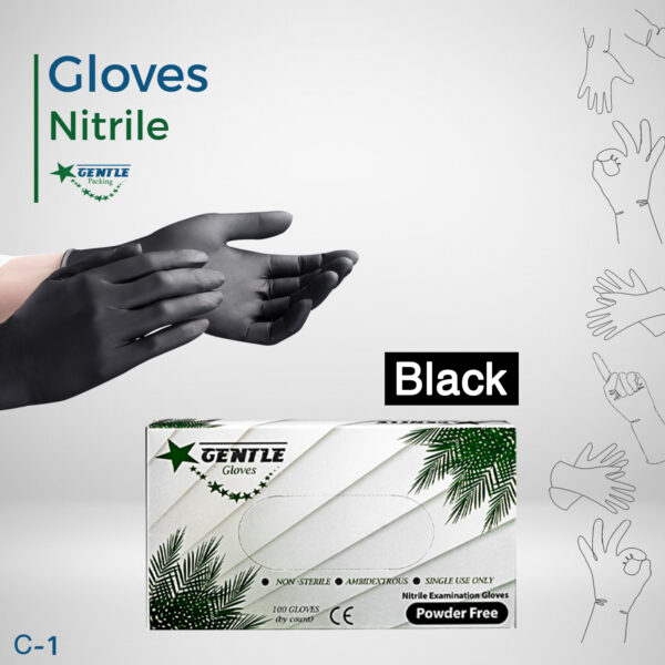 Gentle Nitrile Gloves (Powder free) - Black - (100 PCS * 10 box) / carton